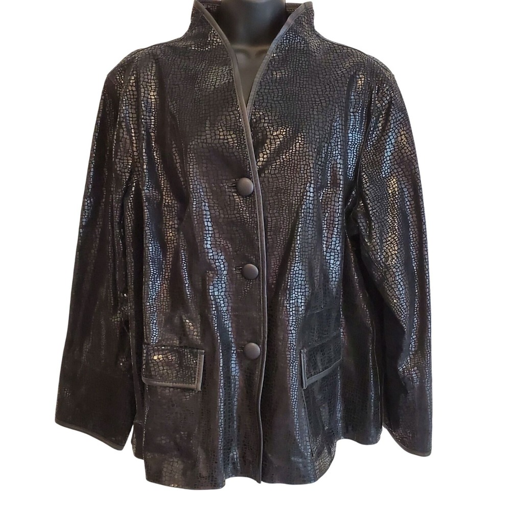 Bradley By Bradley Bayou Black Genuine Leather Jacket Embossed Texture Size 2XL - Picture 3 of 15